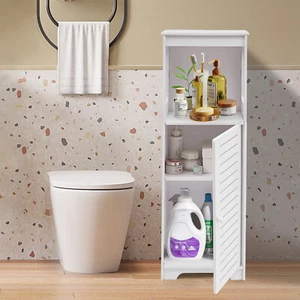 Badschrank Badezimmerschrank mit 3 Ablagen, Modern Weiß Kleiner Schrank Bad - Bild 1 von 22