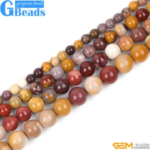 Natural Stone Mookaite Jasper Round Loose Beads Jewelry Making Big Hole 15" - Picture 1 of 35
