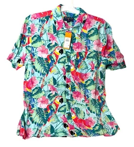 Margaritaville Casual Button Down Kragen Herren Hemd Papagei Strand Gr. M - Bild 1 von 4