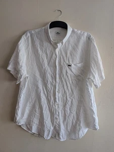 Lacoste Men Short Sleeve Linen White Shirt XL Used Just Once Excellent Condition - Picture 1 of 6