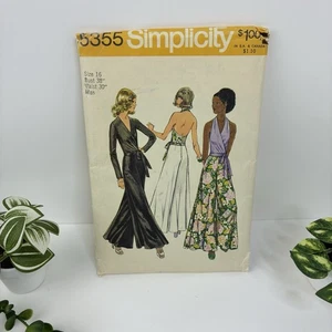Palazzo Pants Halter Top Wrap Top Size 16 b38 Pattern 5355 Uncut  70s Wide Leg - Picture 1 of 2