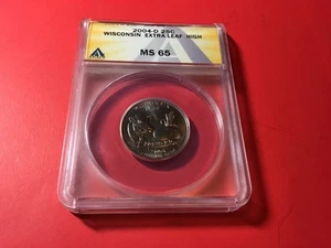 Wisconsin Extra High Leaf Error Quarter. Investment Grade. ANACS MS 65. Bright ! - Picture 1 of 2