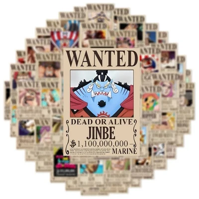 50 stickers One Piece – Affiches recherchés Anime – Autocollants graffiti valise