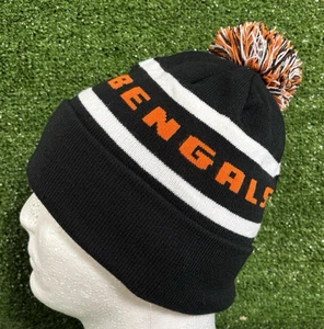 Cincinnati Bengals Fußball eng Strick Bündchen Bommel Beanie Wintermütze Mütze - Einheitsgröße - Bild 1 von 6