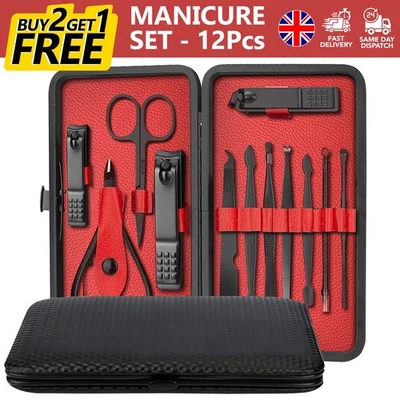 Nail Clippers Cutter Set Manicure Pedicure Cuticle Nippers Travel Tool Kit 12pcs