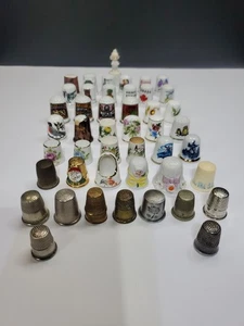 Lot of 46 Vtg Advertising Travel More Sewing Thimbles Varied Material Condition - Picture 1 of 24