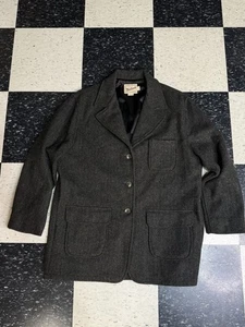 Vtg Woolrich Wool Blazer Coat Gray Multi Color Women's Sz L USA Made - Picture 1 of 12