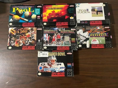 SNES Super Nintendo Complete in Box CIB Lot - Sports Tecmo Bowl Ken Griffey NFL - Image 1 of 4