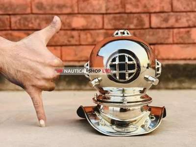 Mini Diving Helmet Chrome finish diving helmet US Navy 6" Mark IV diver helmet - Image 1 of 4