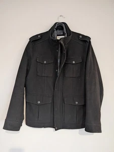 Dockers Jacket Men's size L Wool Blend Four Pockets Military Field black coat  - Picture 1 of 7