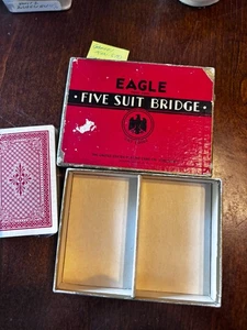 Vintage EAGLE FIVE SUIT BRIGE FULL DECK SEALED 2 JOKER WITH BOX - Picture 1 of 3