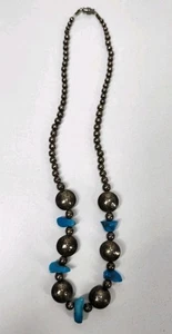 MERKUR GROSCHEN Navajo Silber Perlen TÜRKIS Halskette UNTERTASSE 20" - Bild 1 von 16