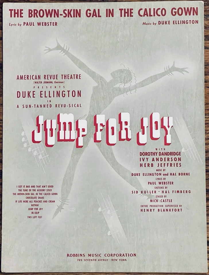 Partituras raras BLACK BROADWAY BROWN-SKIN GAL ~ JUMP FOR JOY de DUKE ELLINGTON Foto 1 de 1