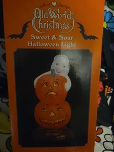 VTG Merck Old World Christmas Halloween Light Sweet & Sour Ghost Pumpkin Nib - Picture 1 of 7