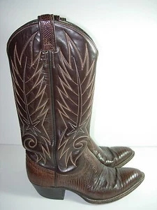 MENS BOYS BROWN LIZARD DAN POST WESTERN COWBOY DRESS BOOTS SHOES SIZE 6 C N - Picture 1 of 7