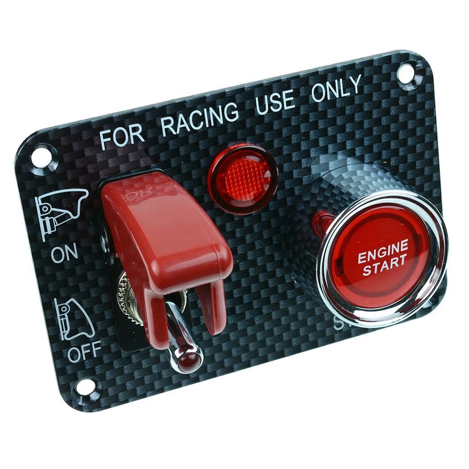 Red Automotive Race Car Control Panel Start Switch 12V DC Carbon - Image 1 of 1