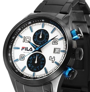 Herrenuhr Armbanduhr Chronograph Weiss/Blau/Schwarz Edelstahl 38-008-003 FILA - Bild 1 von 4