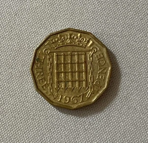 1967 Großbritannien Großbritannien 3 Pence Thruppence Thrupenny Queen Elizabeth II Münze (67r) - Bild 1 von 2