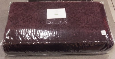 Nuevo RARO 4 piezas Cerámica Granero Terciopelo Lavado Seda Diamante Reina Edredón Shams Set Ciruela Foto 1 de 3