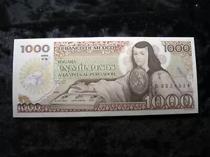 UNC old world currency banknote MEXICO 1000 pesos 1985 P85 Asbaje #34 (302) - Picture 1 of 4