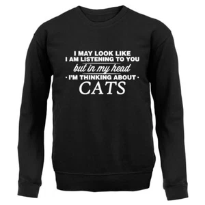 In My Head I'm Thinking About Cats - Kids Hoodie / Sweater - Cat Kitten Pet - Picture 1 of 20