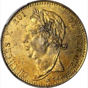 1829 French Colonies 5 Centimes, Brass, KM-10.1, PCGS MS 63, Struck for Guyana - Picture 1 of 4