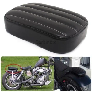 Black Rear Passenger Pillion Seat Pad 8 Suction Cup For Harley Bobber Chopper - Picture 1 of 12