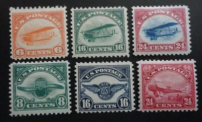 SCOTT #C1-C6  MINT H 1918-1923  JENNY BIPLANE AIRMAIL COMPLETE SET - STK #JL1 - Image 1 of 2