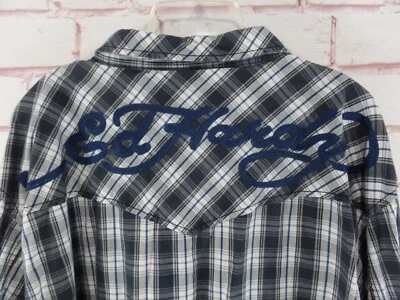 Camisa a Cuadros Ed Hardy Christian Audigier Para Hombres Perla Occidental 2XL Bordada Foto 1 de 4