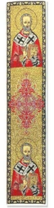 Tapestry Bookmark- St Saint Nicholas Orthodox Christian Icon, Gold 9" Cloth -NEW - Picture 1 of 2