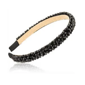 Fashion Sparkle 4 Rows Crystal Rhinestone Headbands Beaded Hair Hoop Band (Black - Picture 1 of 12