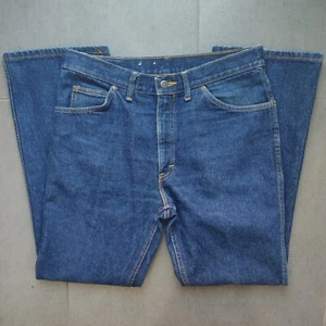 Vintage 80s Lee Riders Dark Blue Denim Creased Bootcut Jeans Mens 33x30 Cowboy - Picture 1 of 19