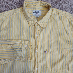 Ralph Lauren Polo Jeans Co Men Size XL Striped Long Sleeve Button Up Yellow - Picture 1 of 11