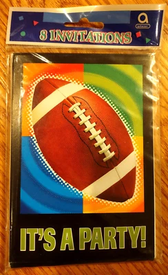 NWT Amscan Party Invitations 8 Cards & Envelopes Football Theme - Image 1 of 4