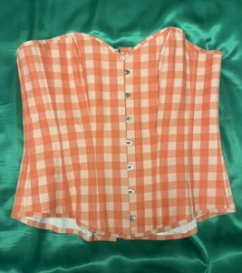 Corsé Longline Overbust ""Corset Story"" Coral & White Gingham - Talla 20 - Imagen 1 de 10
