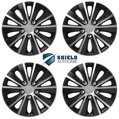 Wheel Trims 15" Hub Caps Rapide NC Plastic Covers Set of 4 Silver Black Fit R15 - Image 1 of 3