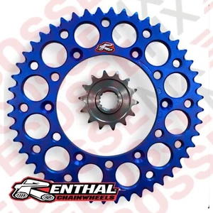JUEGO DE PIÑONES YAMAHA YZ125 RENTHAL PIÑONES ACERO ALEACIÓN AZUL 2005-2024 13/50T - Imagen 1 de 5