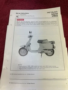 Honda NQ50 SPREE 87 Set up Instructions Manual Official OEM Vintage Wire Diagram - Picture 1 of 3