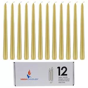 Mega velas - velas cónicas de 10" sin perfume - doradas, conjunto de 12 CGB066-GD - Imagen 1 de 4
