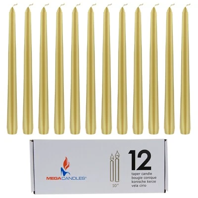 Mega velas - velas cónicas de 10" sin perfume - doradas, juego de 12 CGB066-GD Foto 1 de 4
