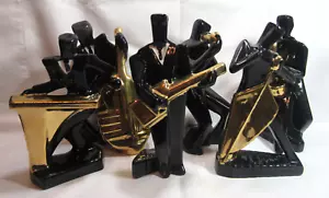 Seis figuras de músicos de jazz de jazz de oro negro de estilo cubista posmoderno sin marcar - Imagen 1 de 24