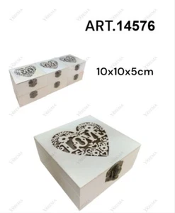 Set 6 Scatoline In Legno Decoupage Portagioie Scatola Cofanetto Love 14576 bal - Foto 1 di 1