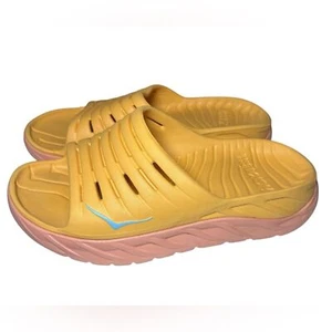 Hoka One One Recovery Slide Sandals Yellow Pink Unisex M8/W10 - Picture 1 of 5