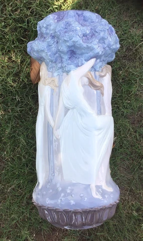 Lladro Art Nouveau Dancing Ladies Umbrella Stand Garden Vase Retired 19” T BOX! Cover