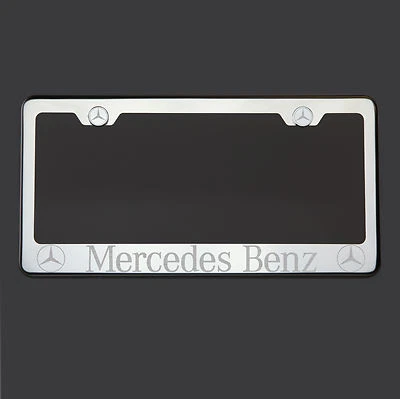8K Polish Mirror Stainless Steel Mercedes Benz Laser Etched License Plate Frame - Image 1 of 4