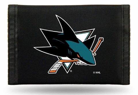 San Jose Sharks Nylon Tri-Fold Wallet [NEW] NHL Vinyl Trifold Billfold ID Cover