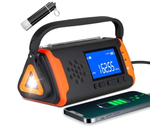 Radio manivela meteorológica de emergencia 6000 mAh - alimentada por energía solar, manivela, AM/FM/NOAA - Imagen 1 de 9
