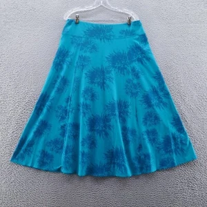 TravelSmith Womens Knit Maxi Skirt Medium Petite Blue Floral Pull On Stretch - Picture 1 of 11