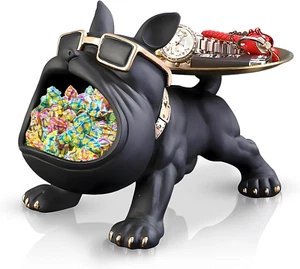 Resin French Bulldog Tray Statue, Bulldog Candy Dish Key Holder Bowl, French Bul - Picture 1 of 12