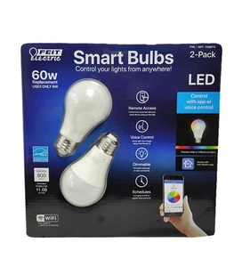 Feit Electric 60W Smart LED Light Bulb, 2Pk, 2.4 Ghz WiFi Voice Remote, Dimmable - Picture 1 of 5